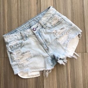 High waisted distressed shorts